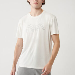 Yeni Sezon T-Shirt Erkek Beyaz Bisiklet Yaka Baskılı Soft Touch Regular Fit A41Y1131