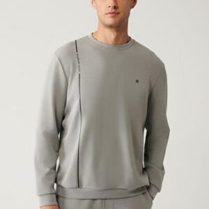 Yeni Sezon Sweatshirt Erkek Gri Bisiklet Yaka Baskılı Soft Touch Regular Fit A41Y1224