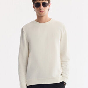 Avva Erkek Ekru Bisiklet Yaka Pamuklu Kolay Ütülenen Regular Fit Sweatshirt A61Y1222 - Hızlı Kargo