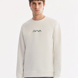 Erkek Ekru Bisiklet Yaka Pamuklu Kolay Ütülenen Regular Fit Sweatshirt A61Y1205 - Premium Kalite