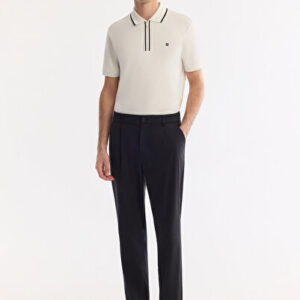 Erkek Siyah Slim Fit Yanı Lastikli Pileli Soft Touch Nefes Alan Relaxed Fit Pantolon A61Y3046
