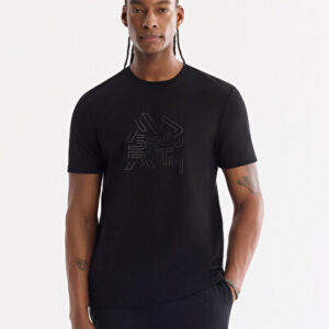 Avva Erkek Siyah Bisiklet Yaka Elastan İnterlok Regular Fit T-Shirt A61Y1114 - Premium Kalite