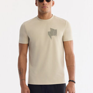 Erkek Bej Bisiklet Yaka Enjeksiyon Baskılı İnterlok Regular Fit T-Shirt A61Y1136 | Orjinal Ürün