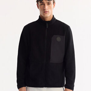 Erkek Siyah Slim Fit Dik Yaka Fermuarlı Soft Touch Polar Regular Fit Sweatshirt A52Y1207 - Hızlı Kargo