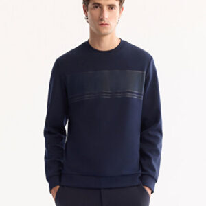 Erkek Siyah Bisiklet Yaka Pamuklu Bi-Stretch Baskılı Regular Fit Sweatshirt A52Y1215 - Hediye Kutulu