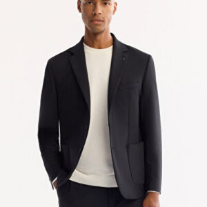 Erkek Siyah Mono Yaka Bi-Stretch Su İtici Kırışmayan Blazer Comfort Slim Fit Ceket A52Y4009 | 2026 Koleksiyon