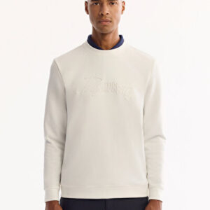 Erkek Ekru Casual Bisiklet Yaka Pamuklu Bi-Stretch Baskılı Regular Fit Sweatshirt A52Y1264 - Premium Kalite