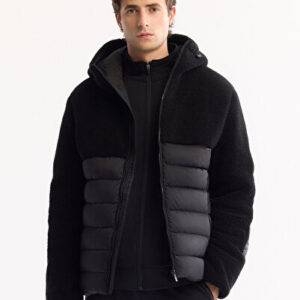 Erkek Siyah Casual Kapüşonlu Rüzgar Geçirmez -4°C Dayanıklı Şişme Peluş Comfort Fit Mont A52Y6158 - Hızlı Kargo