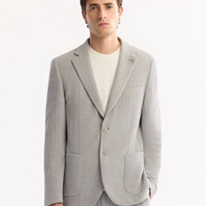 Erkek Gri Mono Yaka Bi-Stretch Hafif Dokulu Blazer Comfort Slim Fit Ceket A52Y4003 - Premium Kalite