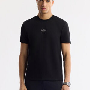 Avva Erkek Siyah Bisiklet Yaka Baskılı Bi-Stretch İnterlok Regular Fit T-Shirt A51Y1162 | 2026 Koleksiyon