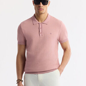 Erkek Pembe Polo Yaka Viskon Karışımlı Basic Triko Regular Fit T-Shirt B005120 - Premium Kalite