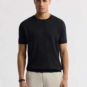 Avva 2026 Erkek Siyah Bisiklet Yaka Triko Regular Fit T-Shirt A51Y5023