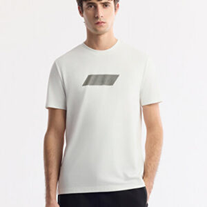 Erkek Beyaz Modern Bisiklet Yaka Baskılı Rayon Soft Touch Regular Fit T-Shirt A51Y1031 - Premium Kalite
