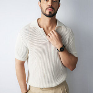 Erkek Bej Polo Yaka %100 Pamuk Triko Regular Fit T-Shirt A51Y5166