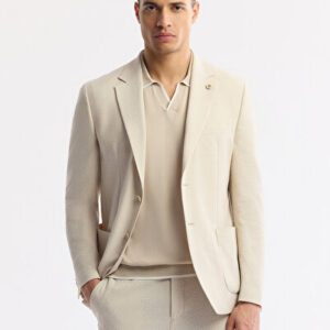 Avva 2026 Erkek Taş Mono Yaka Viskon Karışımlı Hafif Bi-Stretch Blazer Comfort Slim Fit Ceket A51Y4006 | Yeni Sezon