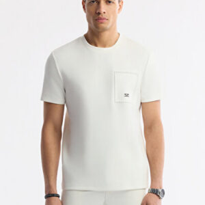 Avva Erkek Ekru Bisiklet Yaka Baskılı Bi-Stretch İnterlok Regular Fit T-Shirt A51Y1161 - Hızlı Kargo