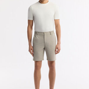 Erkek Bej Yanı Lastikli Gofreli Bi-Stretch Slim Fit Chino Şort A51Y3730