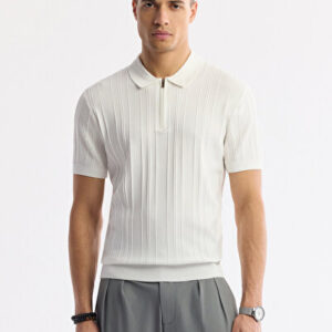 Erkek Ekru Polo T-Shirt Regular Fit Yaka Triko Rayon A51Y5046