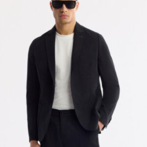 Erkek Siyah Mono Yaka Hafif Soft Touch Blazer Comfort Slim Fit Ceket A51Y4017 - Hediye Kutulu