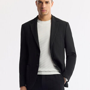 Erkek Siyah Mono Yaka Viskon Karışımlı Hafif Bi-Stretch Blazer Comfort Slim Fit Ceket A51Y4011 | 2026 Koleksiyon