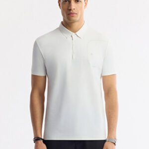 Erkek Beyaz Comfort Kıvrılmaz Polo Yaka Bi-Stretch Teknik Kumaş Regular Fit T-Shirt A51Y1156