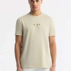 Erkek Bej Bisiklet Yaka Baskılı Bi-Stretch İnterlok Regular Fit T-Shirt A51Y1006 | Orjinal Ürün