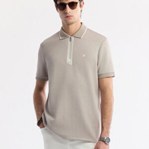 Erkek Gri Polo Yaka Bi-Stretch Baskılı İnterlok Regular Fit T-Shirt A51Y1007 | 2026 Koleksiyon