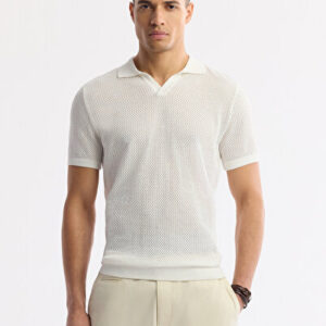 Erkek Ekru Polo Yaka Viskon Karışımlı Triko Regular Fit T-Shirt A51Y5160 - Hızlı Kargo