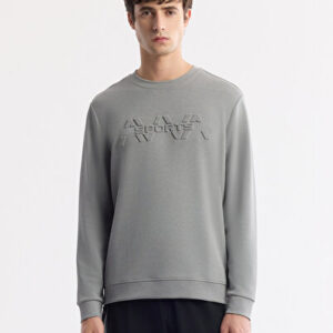 Erkek Gri Bisiklet Yaka Baskılı Soft Touch Regular Fit Sweatshirt A51Y1231 - Hızlı Kargo