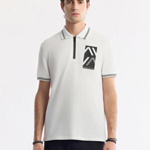 Avva 2026 Erkek Beyaz Polo Yaka Baskılı %100 Pamuk Regular Fit T-Shirt A51Y1167 | Orjinal Ürün
