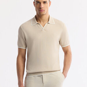 Erkek Bej Regular Fit Polo Yaka Rayon Triko Regular Fit T-Shirt A51Y5056 | 2026 Koleksiyon