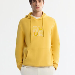 Erkek Sarı Kapüşonlu Pamuklu Baskılı Elastan Regular Fit Sweatshirt A42Y1324 | Orjinal Ürün