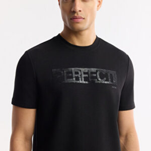 Erkek Siyah Regular Fit Bisiklet Yaka Baskılı Bi-Stretch İnterlok Regular Fit T-Shirt A51Y1044 | Orjinal Ürün