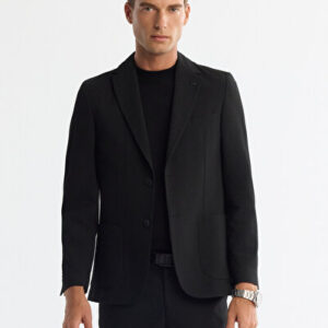 Erkek Siyah Modern Mono Yaka Bi-Stretch Astarsız Blazer Comfort Slim Fit Ceket A42Y4012 | Orjinal Ürün