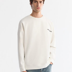 Avva Erkek Ekru Bisiklet Yaka Elastan Oversize Fit Sweatshirt A42Y1248 - Hızlı Kargo