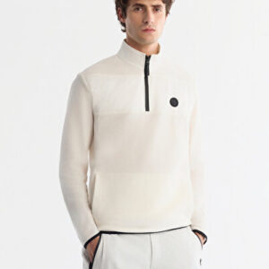 Erkek Ekru Yaka Dik Fermuarlı Dayanıklı Soğuğa Sweatshirt Fit Regular Polar A42Y1380