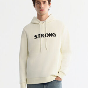 Erkek Ekru Kapüşonlu 3 İplik Şardonlu Baskılı Regular Fit Sweatshirt A42Y1222 | 2026 Koleksiyon