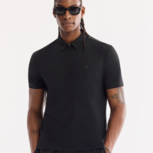 Trend Kırışmaz Antrasit-Siyah Kuruyan Polo Regular Hızlı T-Shirt Fermuarlı Mens Fit Yaka