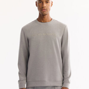 2026 Erkek Gri Bisiklet Yaka Soft Touch Baskılı Regular Fit Sweatshirt A52Y1334