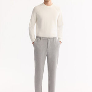 Mens Yanı Lastikli Bi-Stretch Gri Fit Hafif Çizgili Slim Chino A52Y3203