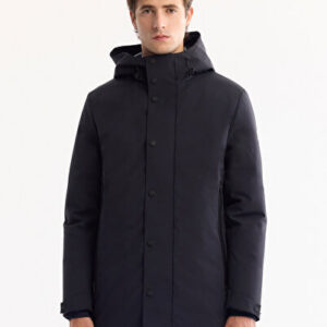 Premium Mens Fit Navy İtici Regular -7°C Rüzgar Kapüşonlu Su Geçirme Mont Dayanıklı