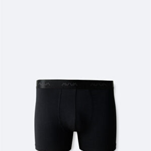 Mens Fit Tekli Touch Soft Siyah Basic Regular Boxer