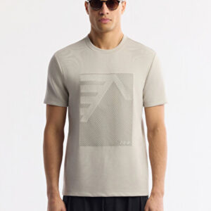 Yeni Sezon T-Shirt Erkek Gri Bisiklet Yaka Baskılı Bi-Stretch İnterlok Regular Fit A51Y1072